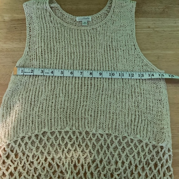 Charming Charlie Cream Light Mesh Boho Top Size M - Picture 6 of 7